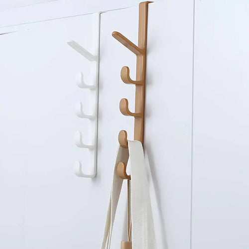 5-Hook Over the Door Organizer in Brown